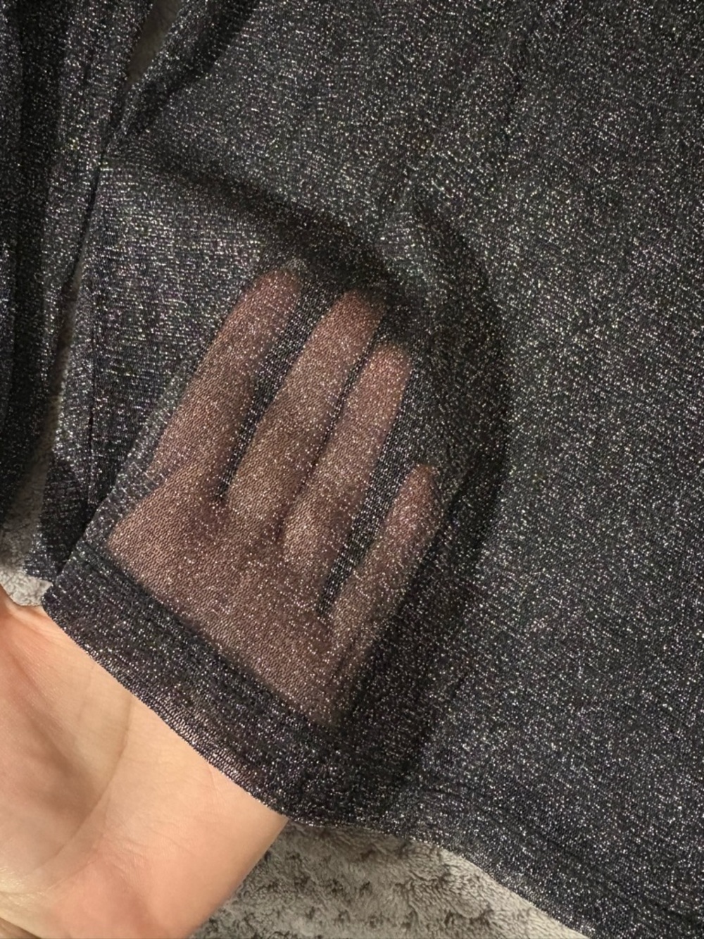 SHEIN Black Sparkle Sheer Crop Top